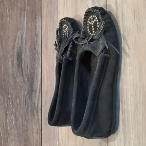Minnetonka Women Moccasin Peace loafer leather shoes sz 6